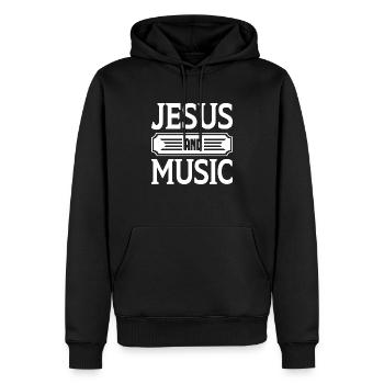Jesus And Music - Männer Premium Bio Hoodie - Schwarz - Vorne - Nico (187cm)