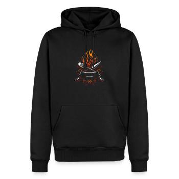 Emblem Grilling - Men’s Premium Organic Hoodie - black - Front - Nico (187cm)