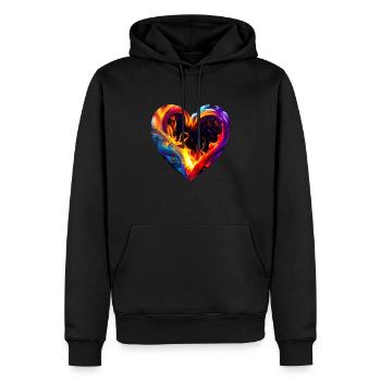 Cœur coloré avec feu - Sweat à capuche Premium bio Homme - noir - Devant - Nico (187cm)