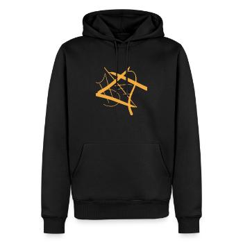 Orange Abstraktheit - Orange Abstractness - Sweat à capuche Premium bio Homme - noir - Devant - Nico (187cm)