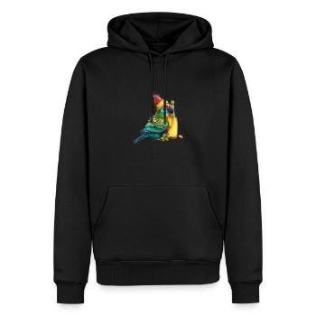 Parrot cuddles with beer - Men’s Premium Organic Hoodie - black - Front - Nico (187cm)