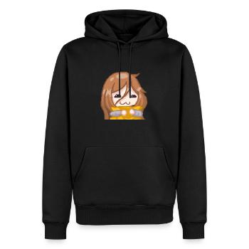PillowG1rl Emote mit orangenem Kissen - Männer Premium Bio Hoodie - Schwarz - Vorne - Nico (187cm)