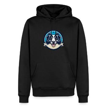 Portrait rond de Border Collie - Sweat à capuche Premium bio Homme - noir - Devant - Nico (187cm)