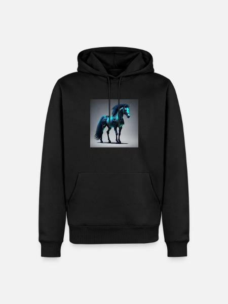 Blue Cyborg Horse - Men’s Premium Organic Hoodie - black
