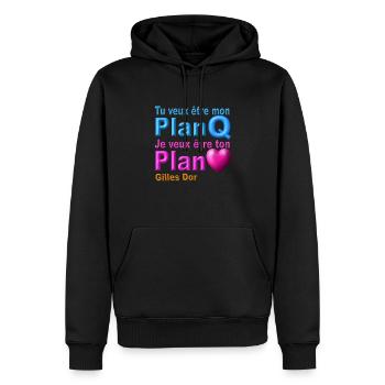 Je veux etre ton plan coeur disign - Sweat à capuche Premium bio Homme - noir - Devant - Nico (187cm)