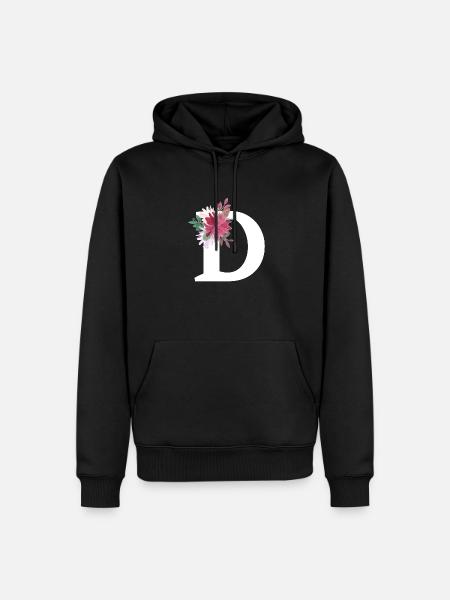 Floral Letter - Men’s Premium Organic Hoodie - black
