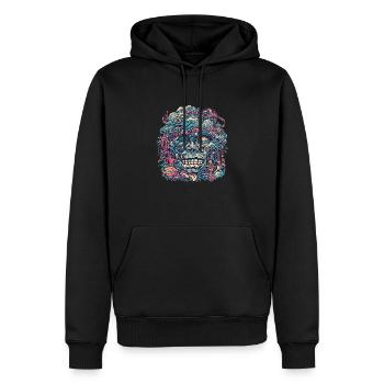 Tête de voyage - Sweat à capuche Premium bio Homme - noir - Devant - Nico (187cm)