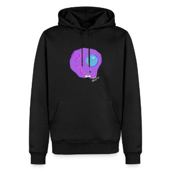 Gebratenes blau-lila Ei von Mari v.dosmoscas - Männer Premium Bio Hoodie - Schwarz - Vorne - Nico (187cm)