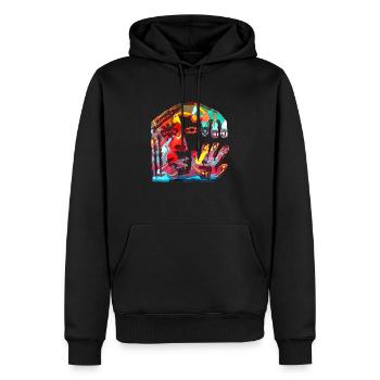 Illusion d’optique art psychédélique rétro formes sexe - Sweat à capuche Premium bio Homme - noir - Devant - Nico (187cm)