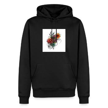 Élégante illustration florale avec des embellissements nobles - Sweat à capuche Premium bio Homme - noir - Devant - Nico (187cm)