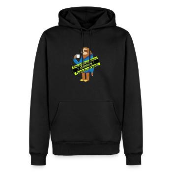 Kaffeebecher als Kritische Infrastruktur - Männer Premium Bio Hoodie - Schwarz - Vorne - Nico (187cm)