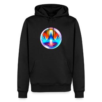 Synth 80's ^^Jupiter Wear^^ - Sweat à capuche Premium bio Homme - noir - Devant - Nico (187cm)