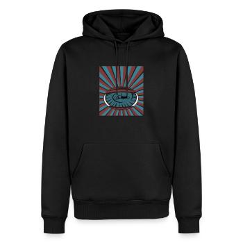 Vélo cargo dans les yeux avec poutres - Sweat à capuche Premium bio Homme - noir - Devant - Nico (187cm)