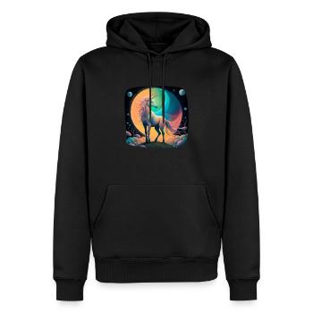 Licorne mythique - Sweat à capuche Premium bio Homme - noir - Devant - Nico (187cm)