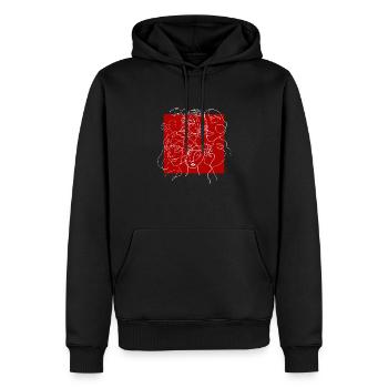 Gesichtslinie rot - Männer Premium Bio Hoodie - Schwarz - Vorne - Nico (187cm)