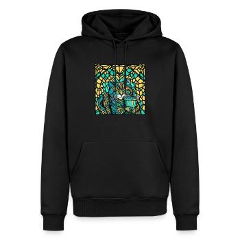 Katze mit einem Becher - Männer Premium Bio Hoodie - Schwarz - Vorne - Nico (187cm)