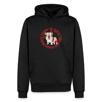 Cute Bulldog, sloppy kisses - Men’s Premium Organic Hoodie - black - Front - Nico (187cm)