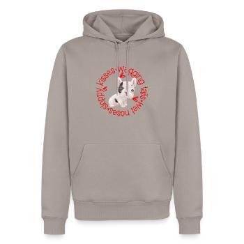 Cute French Bulldog, sloppy kisses - Men’s Premium Organic Hoodie - taupe - Front - Nico (187cm)