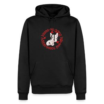 Cute French Bulldog, sloppy kisses - Men’s Premium Organic Hoodie - black - Front - Nico (187cm)