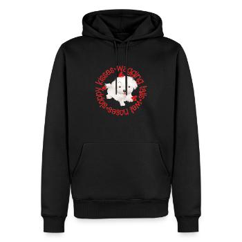 Cute Maltese dog, sloppy kisses - Men’s Premium Organic Hoodie - black - Front - Nico (187cm)