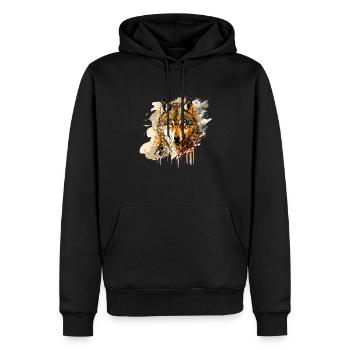 La férocité du loup - Sweat à capuche Premium bio Homme - noir - Devant - Nico (187cm)
