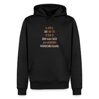 KAFFEE BESTER FREUND AM MORGEN - Männer Premium Bio Hoodie - Schwarz - Vorne - Nico (187cm)