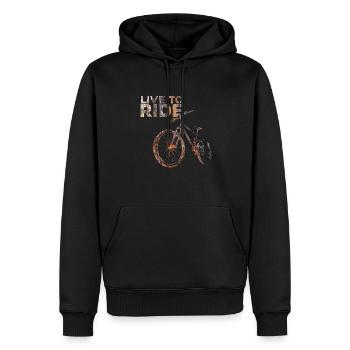 Vivre pour rouler - Sweat à capuche Premium bio Homme - noir - Devant - Nico (187cm)