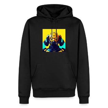 Yellow Bot - Sweat à capuche Premium bio Homme - noir - Devant - Nico (187cm)