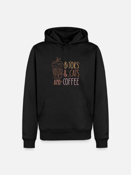 Books & Cats and Coffee - Men’s Premium Organic Hoodie - black