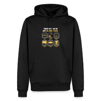BIKE IN SPARE TIME - Men’s Premium Organic Hoodie - black - Front - Nico (187cm)
