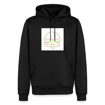 Burger bitte - Männer Premium Bio Hoodie - Schwarz - Vorne - Nico (187cm)