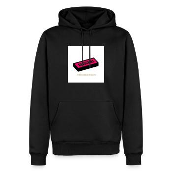 Bitte abonnieren - Männer Premium Bio Hoodie - Schwarz - Vorne - Nico (187cm)