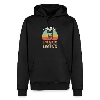 Ski L’homme Papa Le Mythe Le Skieur Légende - Sweat à capuche Premium bio Homme - noir - Devant - Nico (187cm)