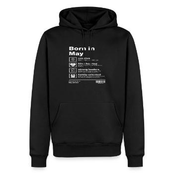 Born in May - Männer Premium Bio Hoodie - Schwarz - Vorne - Nico (187cm)