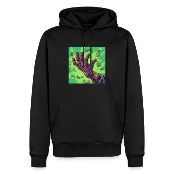 Main zombie avec de l’argent - Sweat à capuche Premium bio Homme - noir - Devant - Nico (187cm)