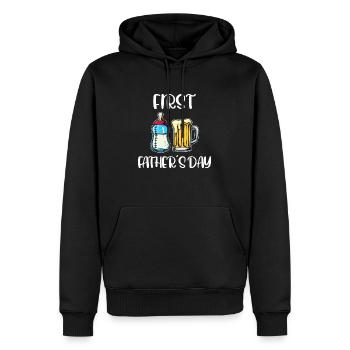 Lustiger Erster 1. Vatertag Super Bester Papa Papa - Männer Premium Bio Hoodie - Schwarz - Vorne - Nico (187cm)