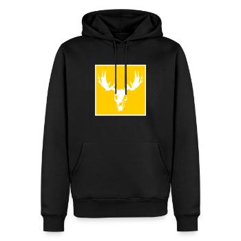 Moose sake - Men’s Premium Organic Hoodie - black - Front - Nico (187cm)