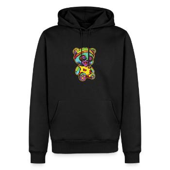 Horreur Effrayant Ours Halloween Grin Grim - Sweat à capuche Premium bio Homme - noir - Devant - Nico (187cm)