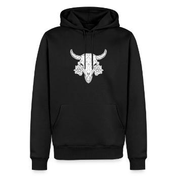 Crâne de vache Boho - Sweat à capuche Premium bio Homme - noir - Devant - Nico (187cm)