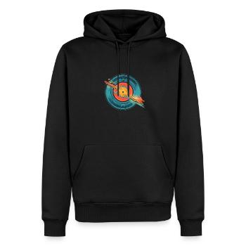 Retro Disc - Männer Premium Bio Hoodie - Schwarz - Vorne - Nico (187cm)