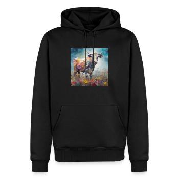 Vibrant Cow Art - Men’s Premium Organic Hoodie - black - Front - Nico (187cm)
