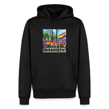United in Diversity - Männer Premium Bio Hoodie - Schwarz - Vorne - Nico (187cm)