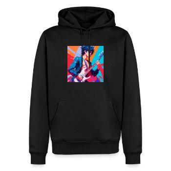 rock3star - Männer Premium Bio Hoodie - Schwarz - Vorne - Nico (187cm)