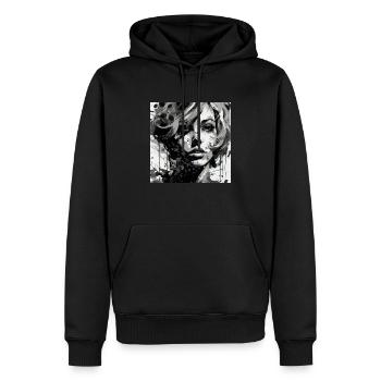 Woman in Black and white - Splatter art - Men’s Premium Organic Hoodie - black - Front - Nico (187cm)