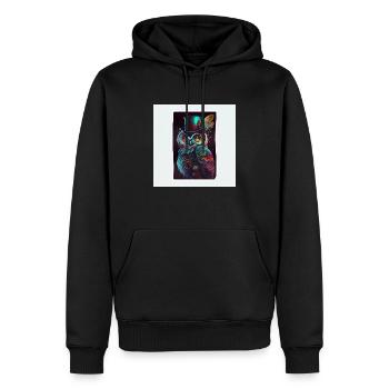 Coole Eule Sticker - Männer Premium Bio Hoodie - Schwarz - Vorne - Nico (187cm)