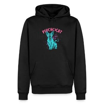 Psycho Cat - Männer Premium Bio Hoodie - Schwarz - Vorne - Nico (187cm)