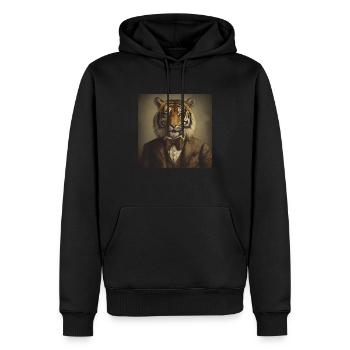 Tiger in a Suit - Victorian 1800s Style - Men’s Premium Organic Hoodie - black - Front - Nico (187cm)