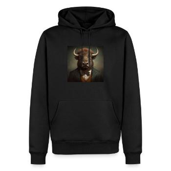Buffalo in a Suit - Victorian 1800s Style - Men’s Premium Organic Hoodie - black - Front - Nico (187cm)