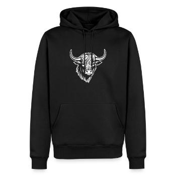 Schottische Highland Kuh - Männer Premium Bio Hoodie - Schwarz - Vorne - Nico (187cm)