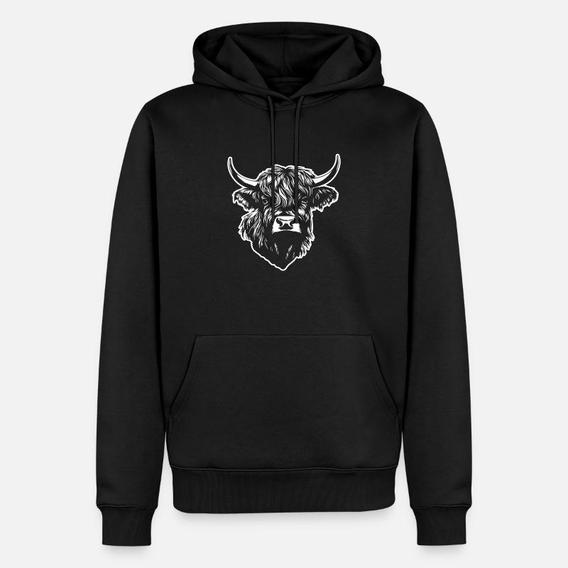 Vache écossaise des Highlands - Sweat à capuche Premium bio Homme - noir